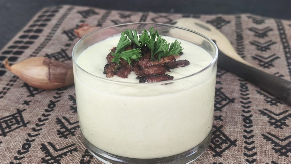 Velouté aux poireaux et lardons