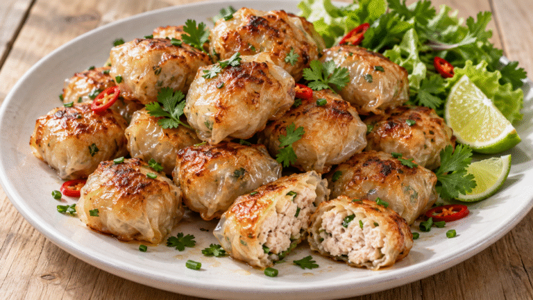 Nuggets de poulet croustillants en feuille de riz